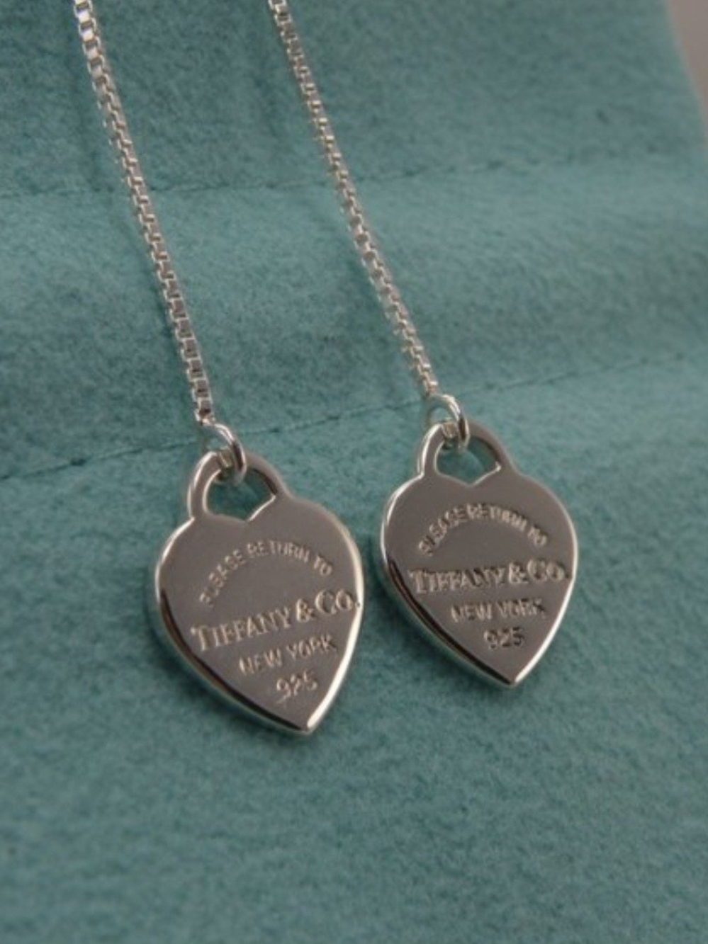 Tiffany & Co. Silver Heart Tag Double Pendant Necklace